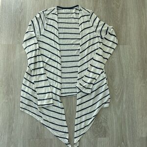 Velvet by Graham & Spencer Navy Striped Knit Cardigan Womens Medium Coastal